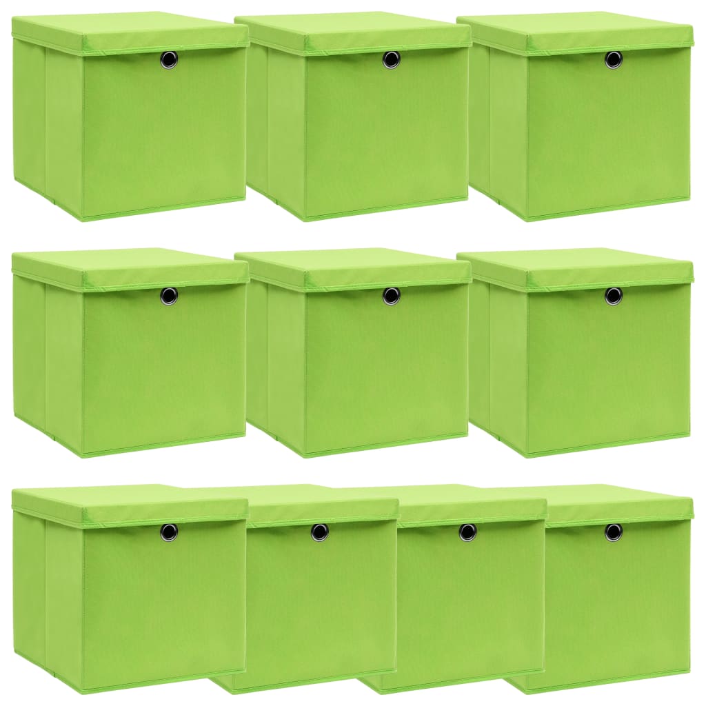 Förvaringslådor Med Lock 10 St Babyblå 32X32X32 Cm Tyg