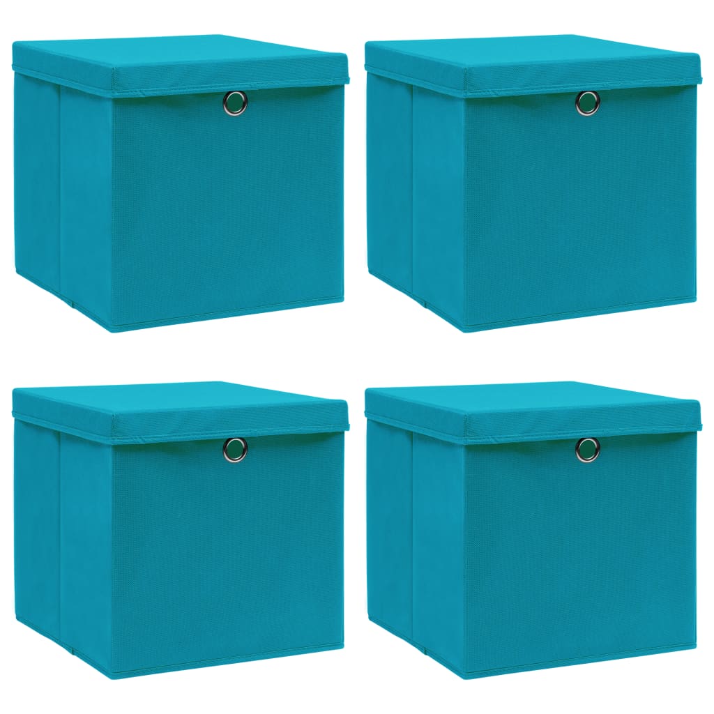 Förvaringslådor Med Lock 10 St Babyblå 32X32X32 Cm Tyg