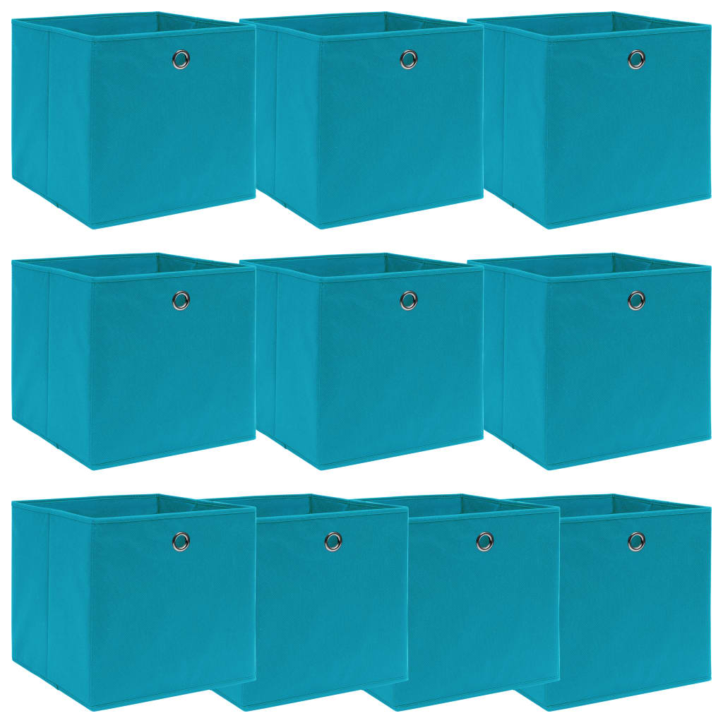Förvaringslådor Med Lock 10 St Babyblå 32X32X32 Cm Tyg