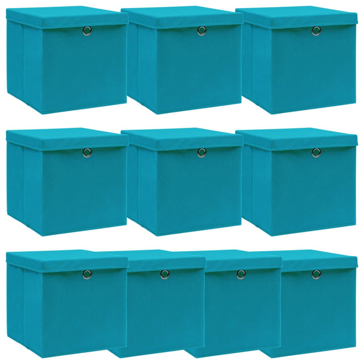 Förvaringslådor Med Lock 10 St Babyblå 32X32X32 Cm Tyg