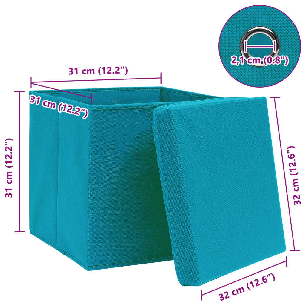 Förvaringslådor Med Lock 10 St Babyblå 32X32X32 Cm Tyg