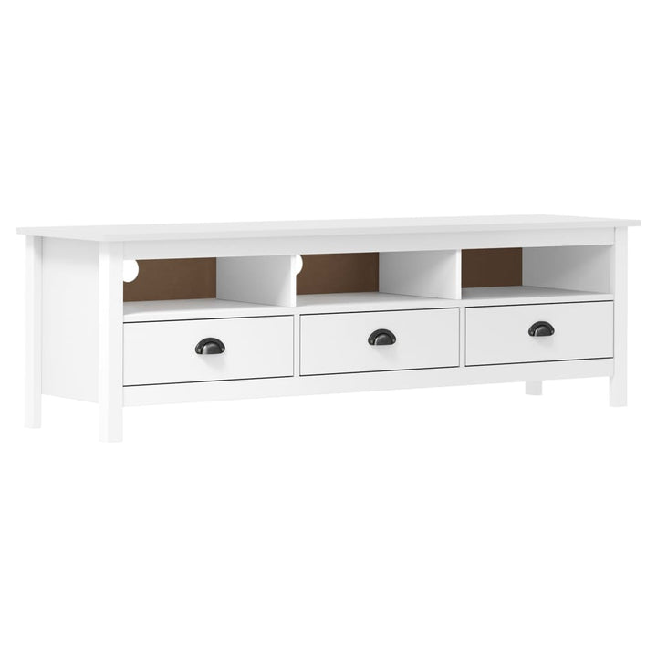 Tv-Bänk Hill Vit 158X40X47 Cm Massiv Furu
