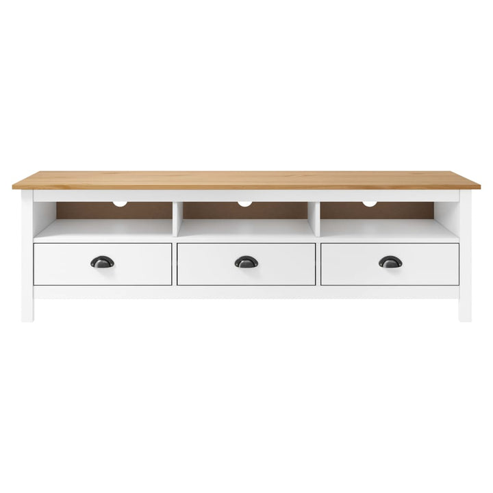 Tv-Bänk Hill Vit 158X40X47 Cm Massiv Furu