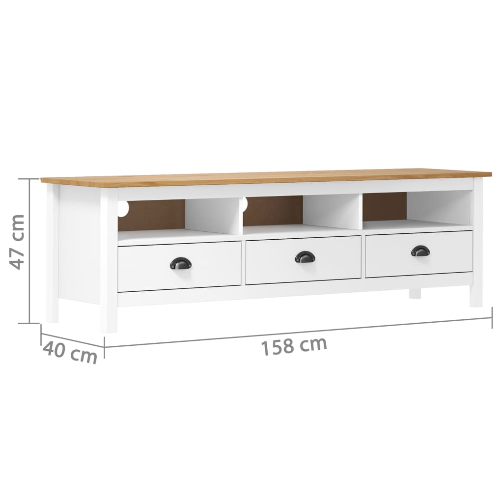 Tv-Bänk Hill Vit 158X40X47 Cm Massiv Furu