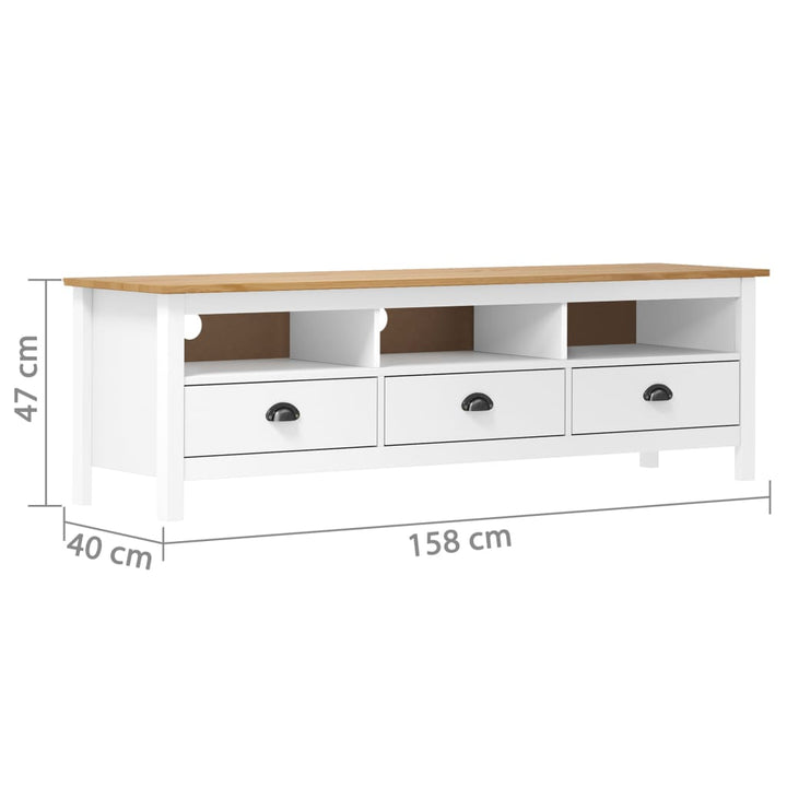 Tv-Bänk Hill Vit 158X40X47 Cm Massiv Furu