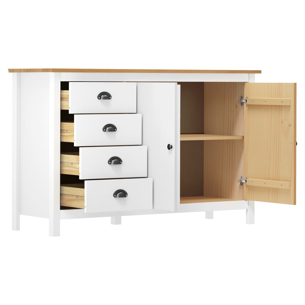 Skänk Hill Vit 130X40X80 Cm Massiv Furu