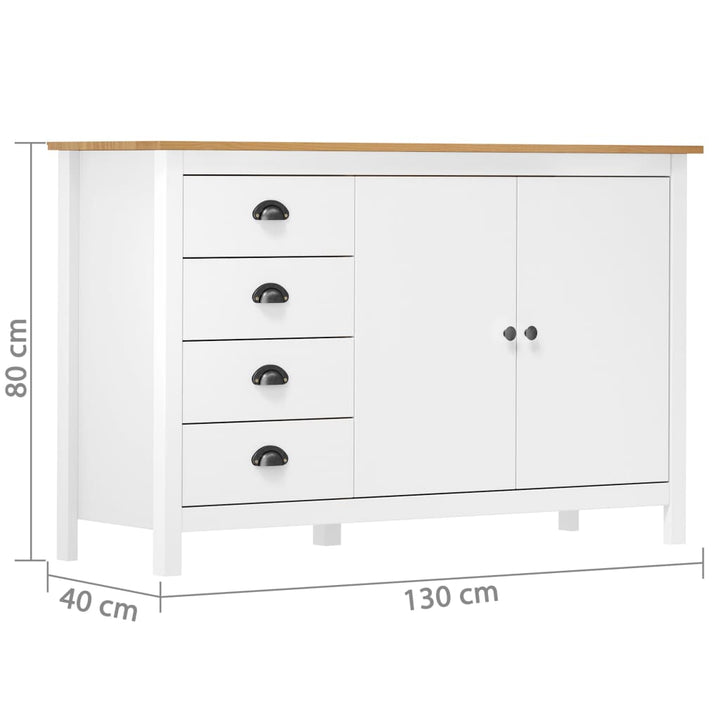 Skänk Hill Vit 130X40X80 Cm Massiv Furu