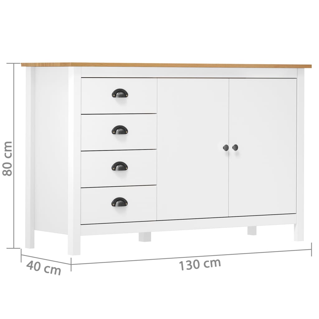 Skänk Hill Vit 130X40X80 Cm Massiv Furu