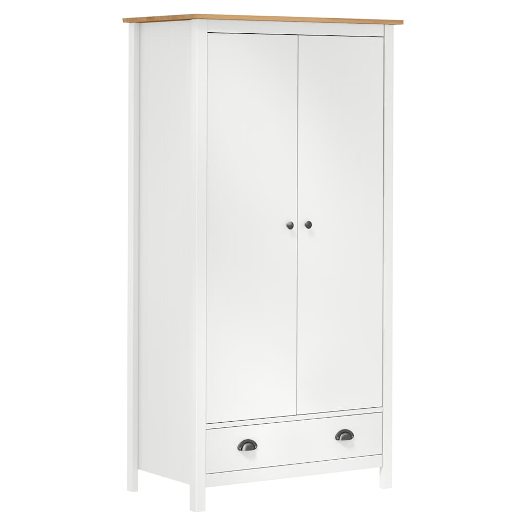 Garderob 2 Dörrar Hill Vit 89X50X170 Cm Massiv Furu