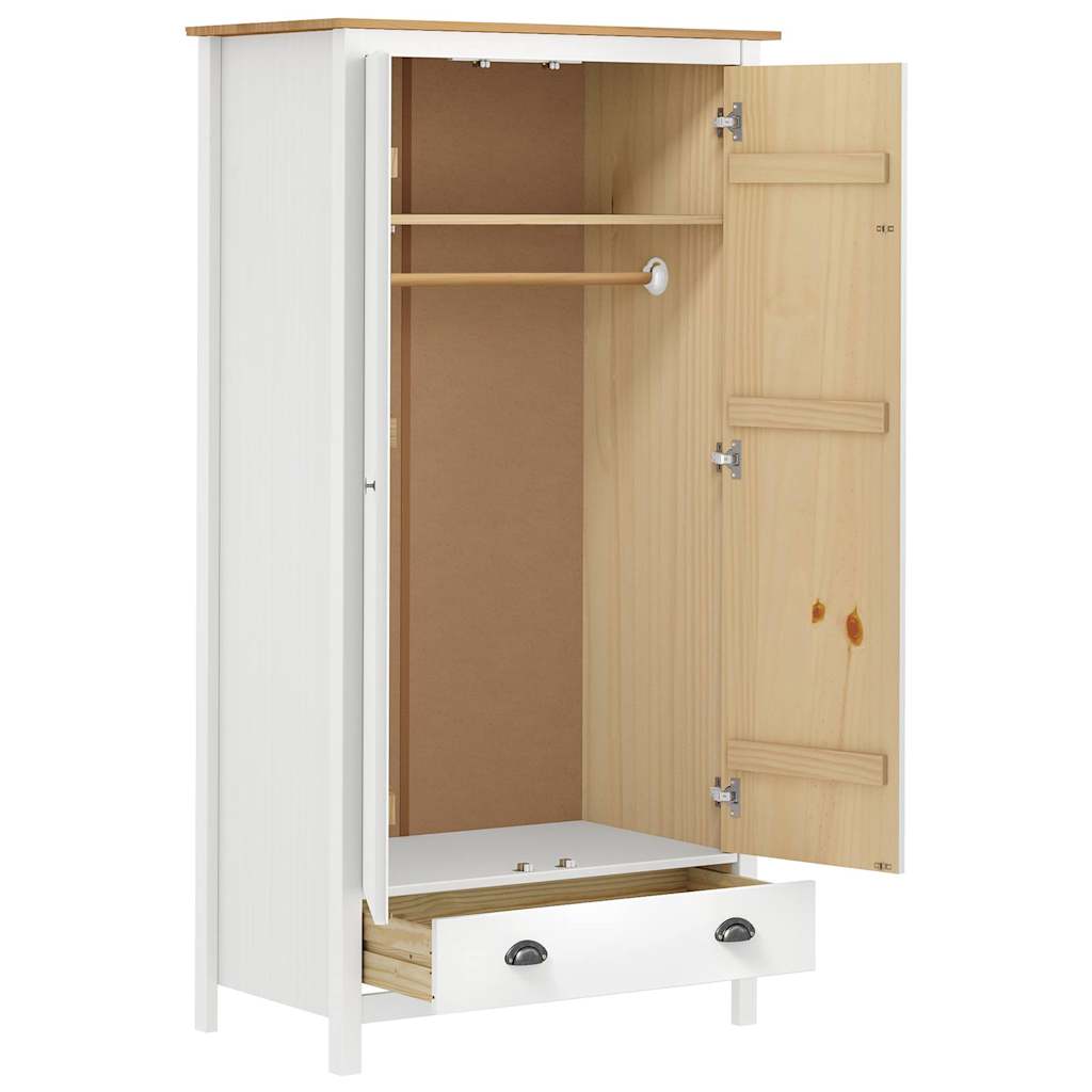 Garderob 2 Dörrar Hill Vit 89X50X170 Cm Massiv Furu