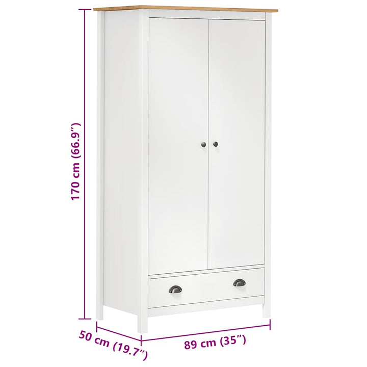 Garderob 2 Dörrar Hill Vit 89X50X170 Cm Massiv Furu