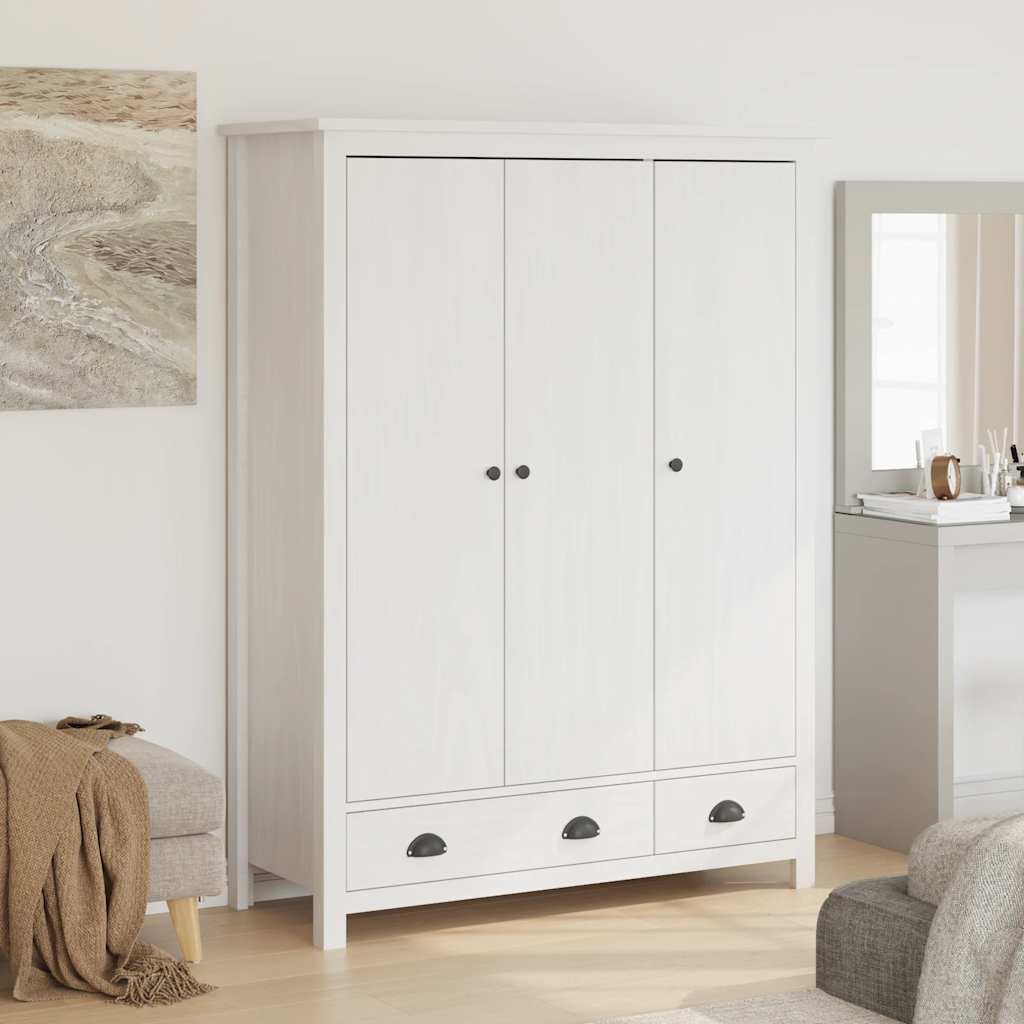 Garderob 3 Dörrar Hill 127X50X170 Cm Massiv Furu