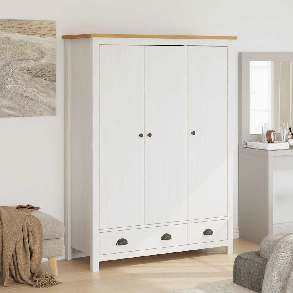 Garderob 3 Dörrar Hill 127X50X170 Cm Massiv Furu