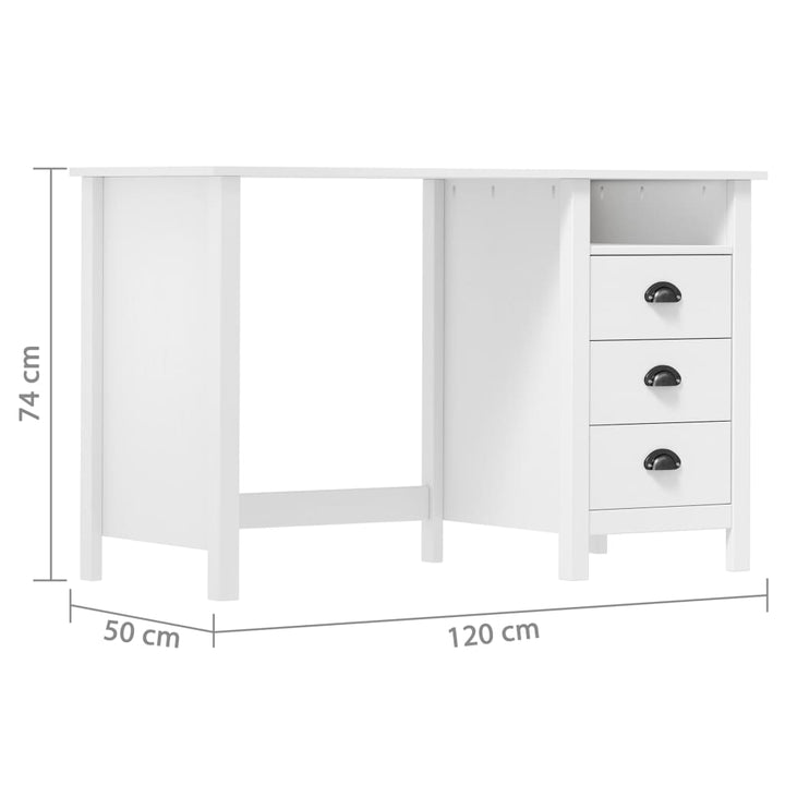 Skrivbord Hill Med 3 Lådor Massiv Furu