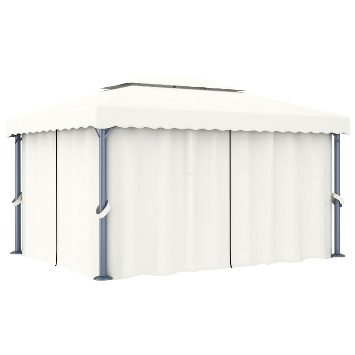 Paviljong Med Draperi Grädd Aluminium