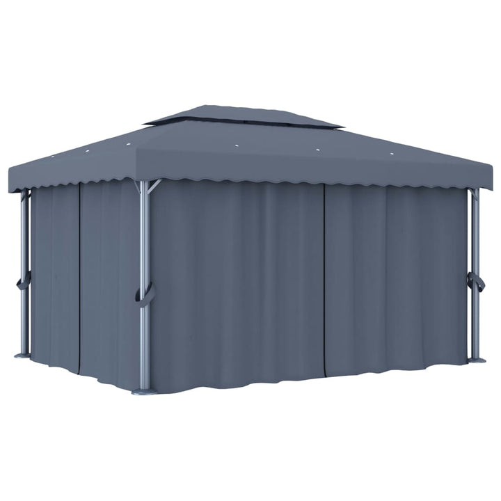 Paviljong Med Draperi Grädd Aluminium