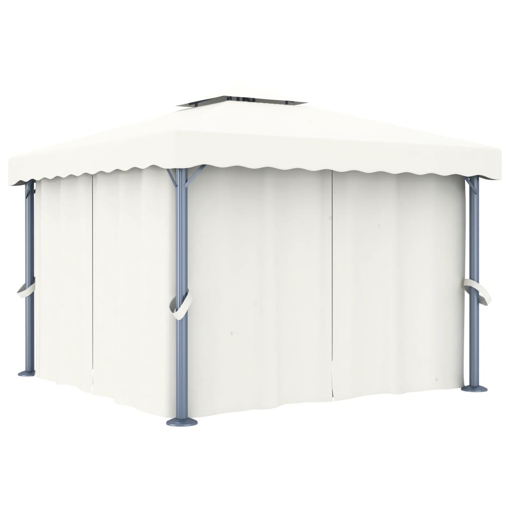Paviljong Med Draperi Grädd Aluminium