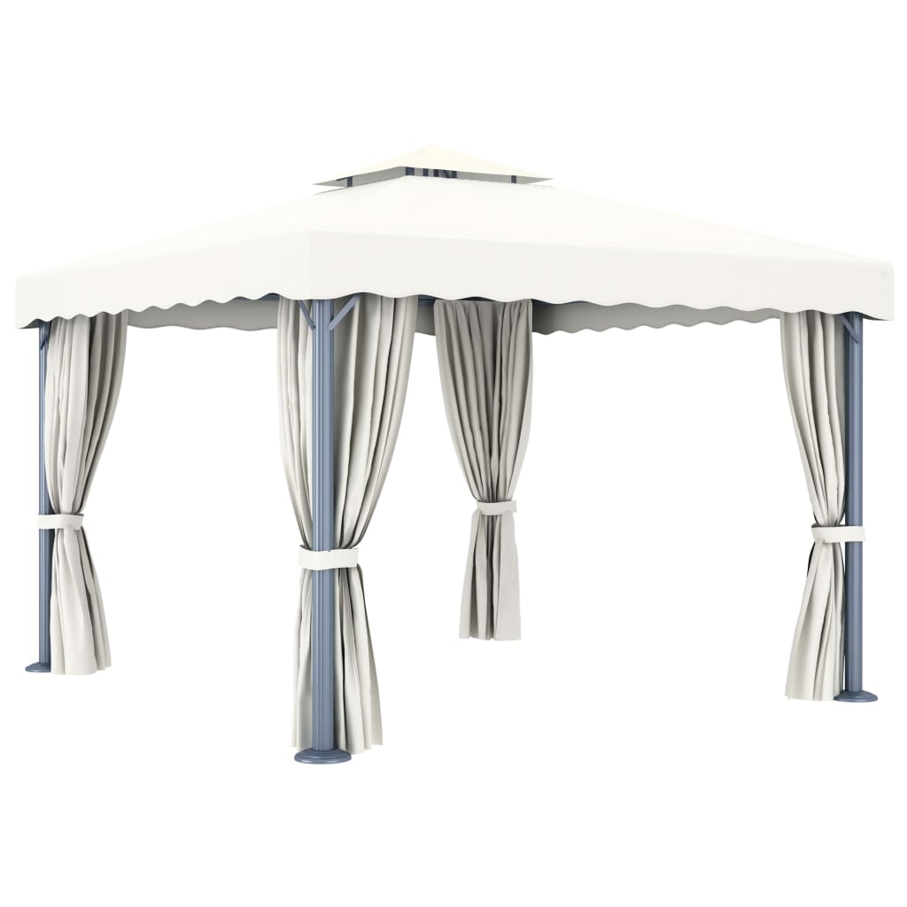 Paviljong Med Draperi Grädd Aluminium