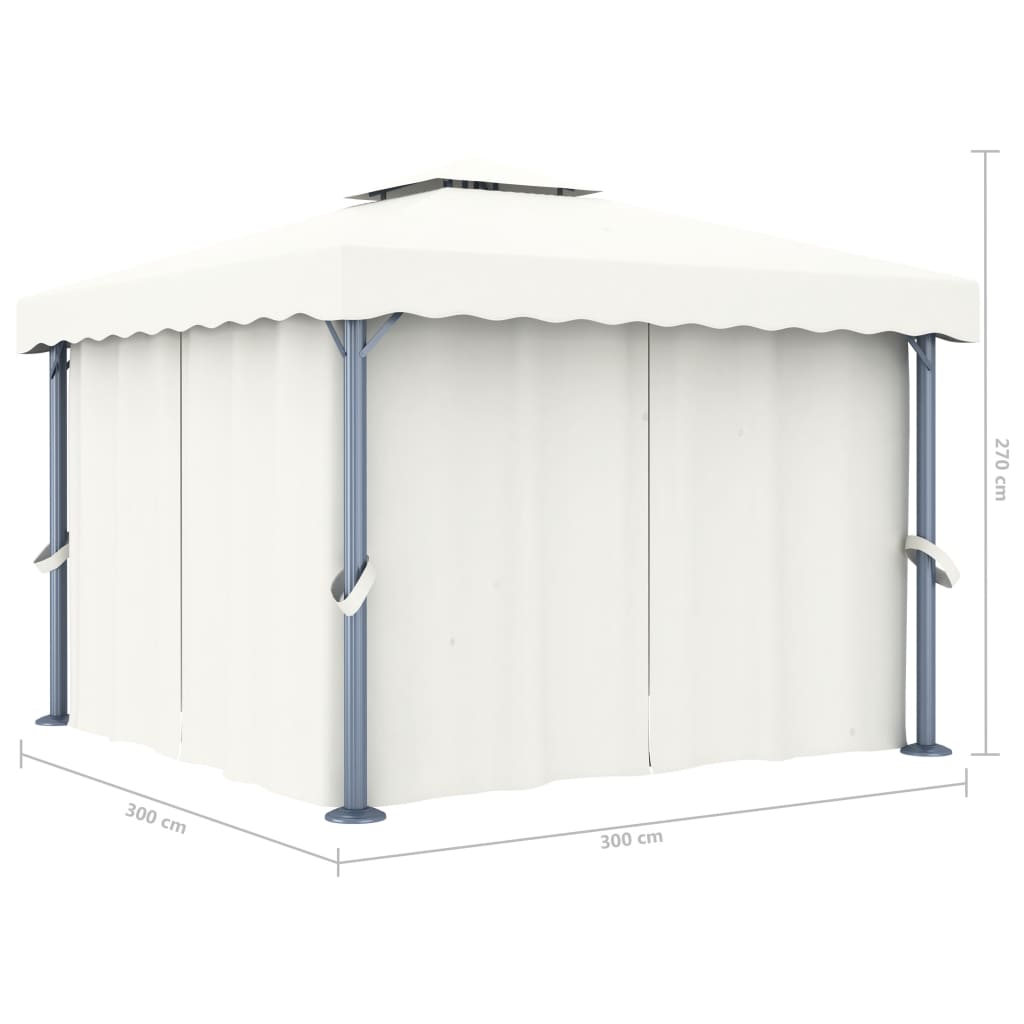 Paviljong Med Draperi Grädd Aluminium