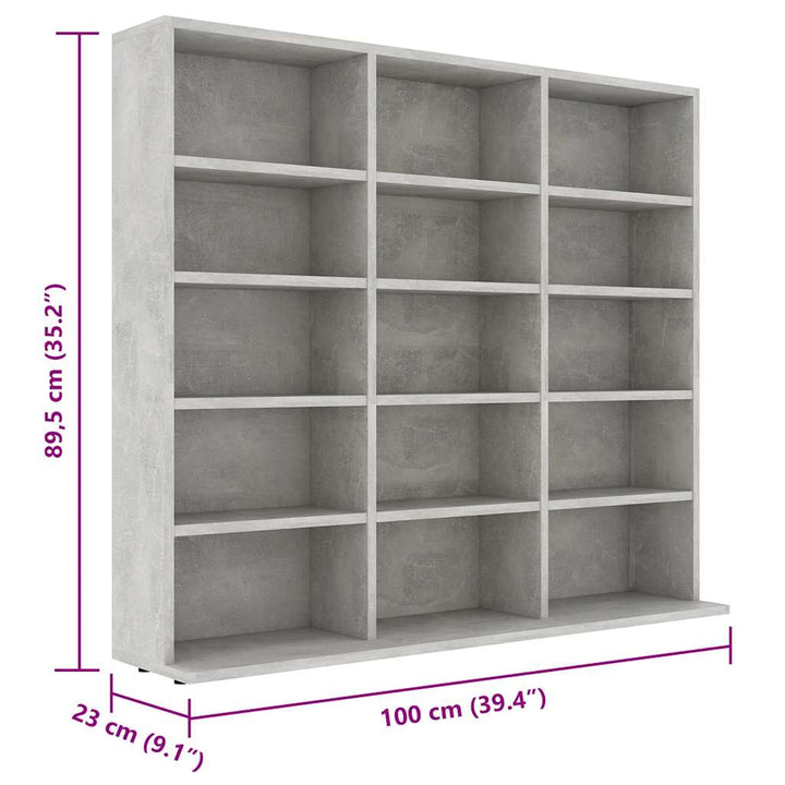 Cd-Hylla Grå 100X23X89,5 Cm Konstruerat Trä