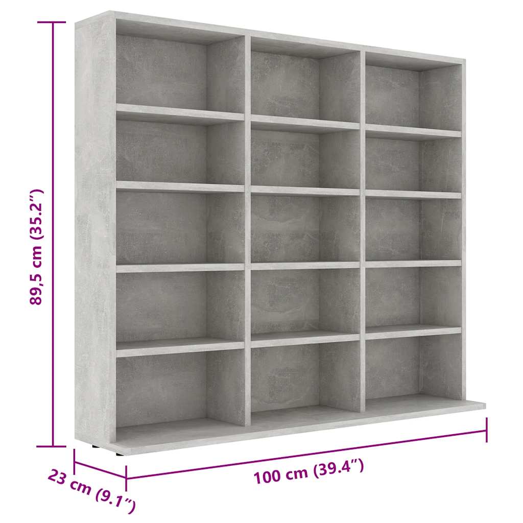 Cd-Hylla Grå 100X23X89,5 Cm Konstruerat Trä