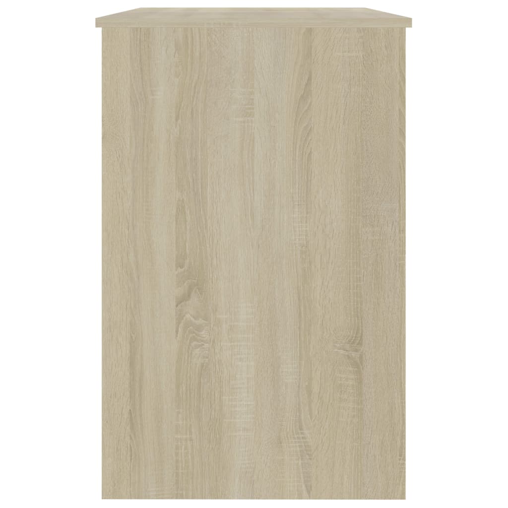 Skrivbord Vit Och Sonoma-Ek 100X50X76 Cm Konstruerat Trä