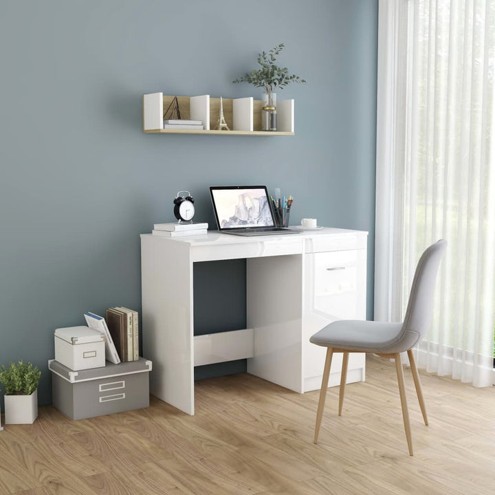 Skrivbord Vit Och Sonoma-Ek 100X50X76 Cm Konstruerat Trä