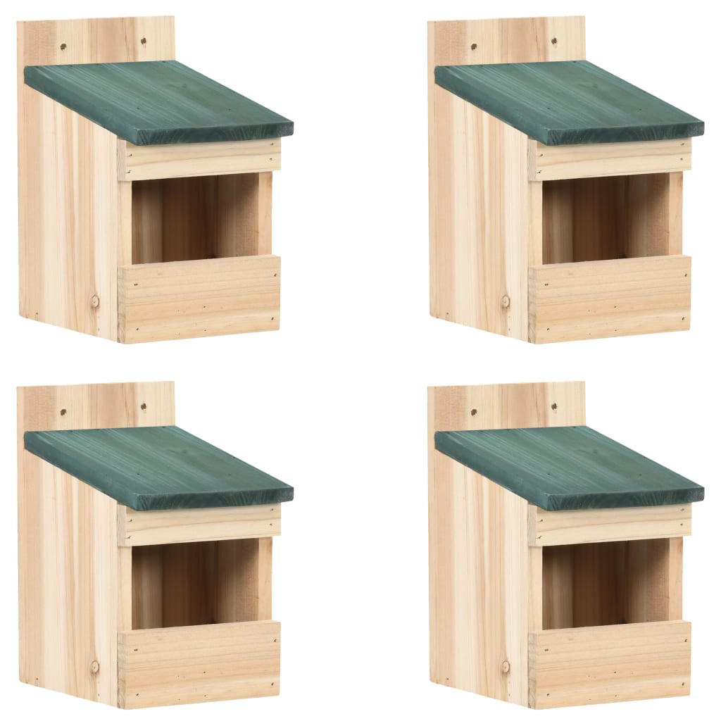 Fågelholkar 4 St 12X16X20 Cm Granträ