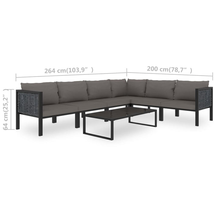 Loungegrupp 7 Delar Med Dynor Konstrotting Antracit