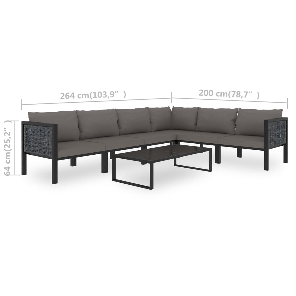 Loungegrupp 7 Delar Med Dynor Konstrotting Antracit