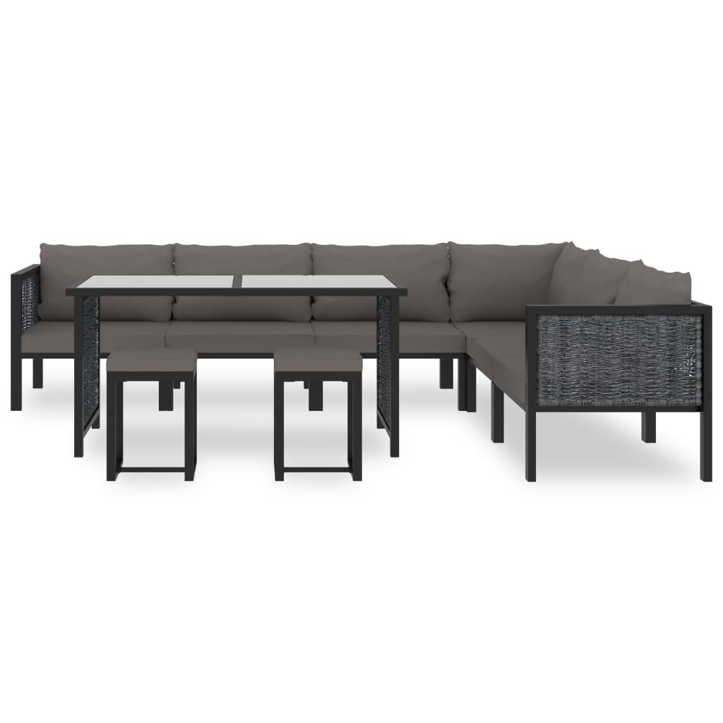 Loungegrupp 9 Delar Med Dynor Konstrotting Antracit