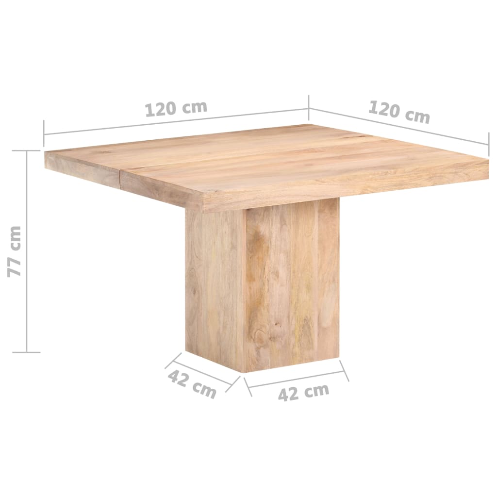 Matbord 120X120X77 Cm Massivt Mangoträ
