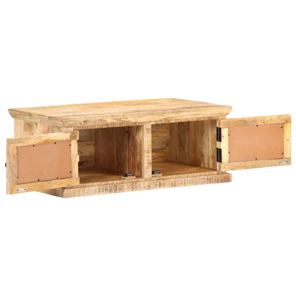 Soffbord 90X50X35 Cm Massivt Mangoträ Och Naturlig Rotting