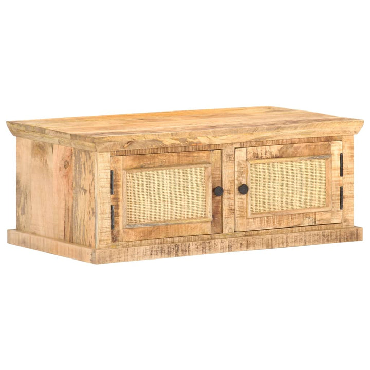 Soffbord 90X50X35 Cm Massivt Mangoträ Och Naturlig Rotting