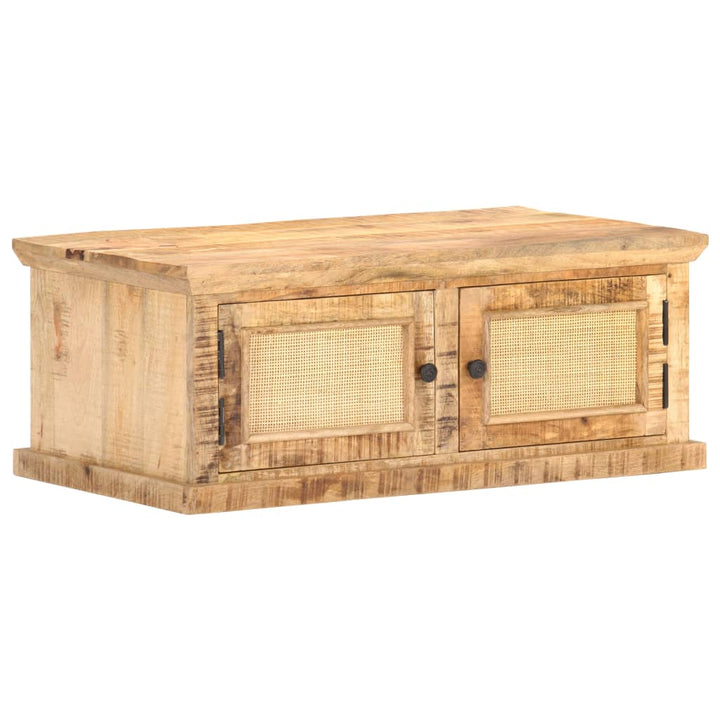 Soffbord 90X50X35 Cm Massivt Mangoträ Och Naturlig Rotting