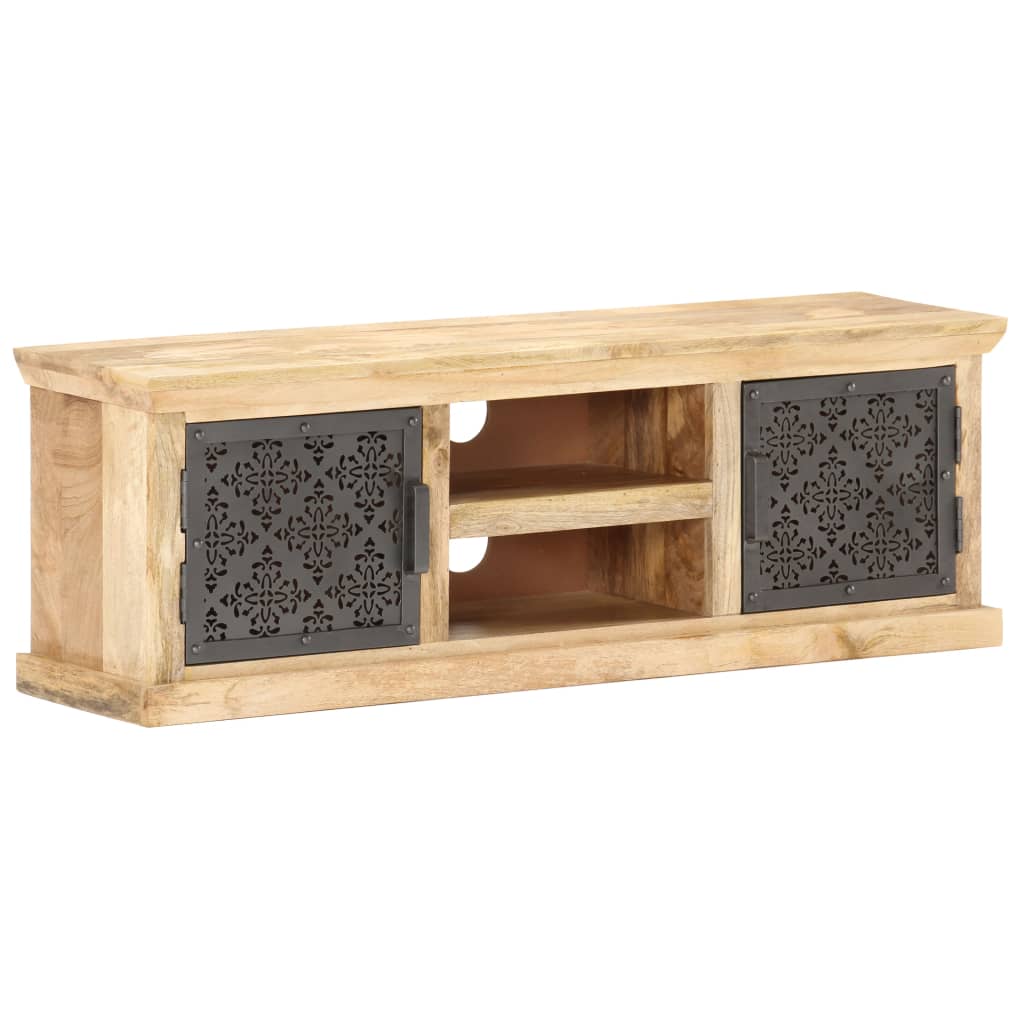 Tv-Bänk Med Ståldörrar 120X30X40 Cm Massivt Mangoträ