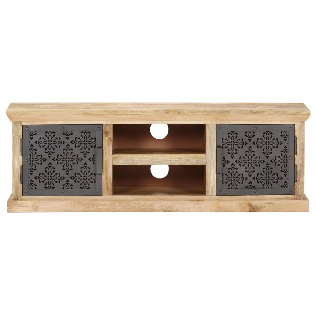 Tv-Bänk Med Ståldörrar 120X30X40 Cm Massivt Mangoträ