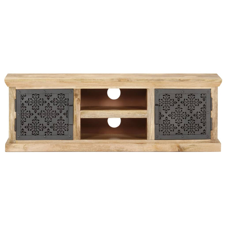 Tv-Bänk Med Ståldörrar 120X30X40 Cm Massivt Mangoträ