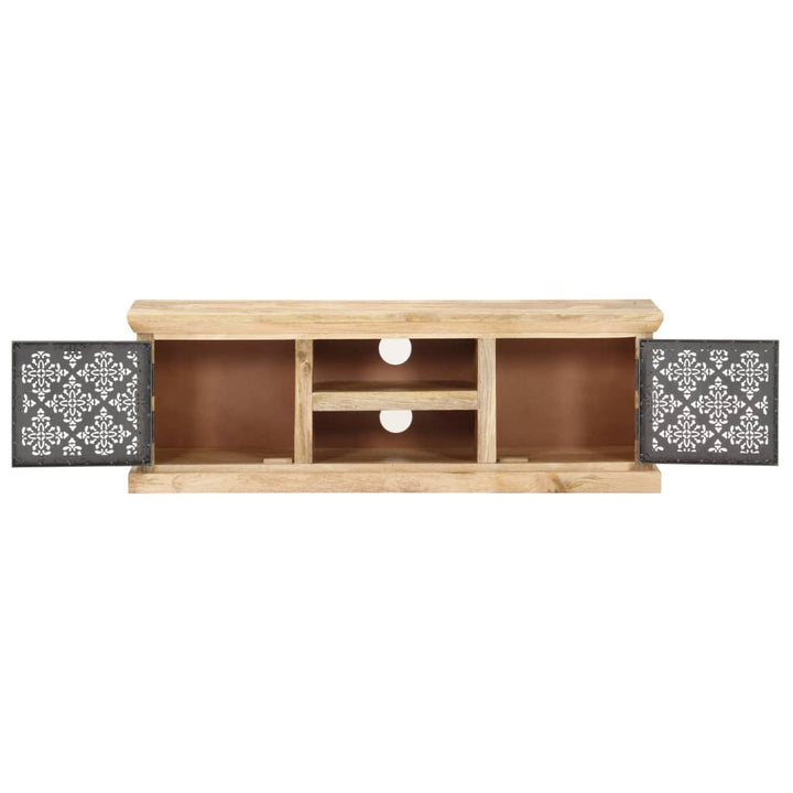 Tv-Bänk Med Ståldörrar 120X30X40 Cm Massivt Mangoträ