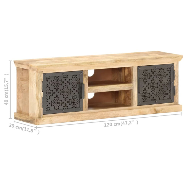 Tv-Bänk Med Ståldörrar 120X30X40 Cm Massivt Mangoträ