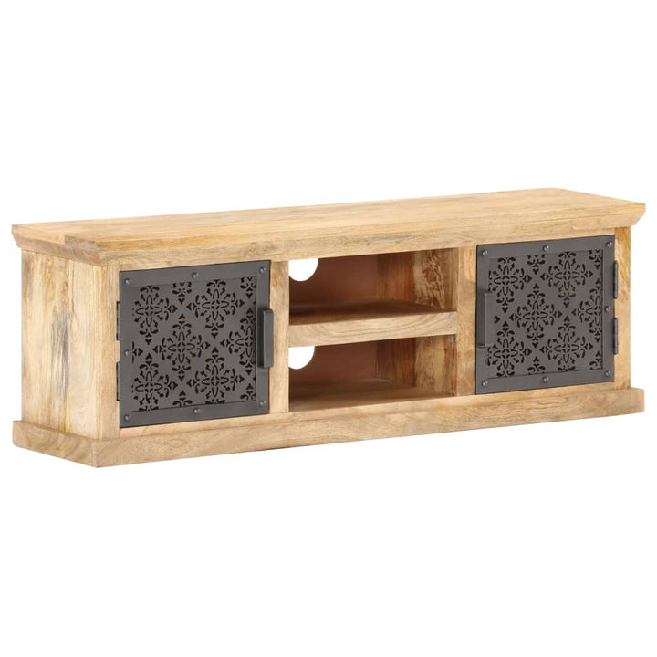 Tv-Bänk Med Ståldörrar 120X30X40 Cm Massivt Mangoträ