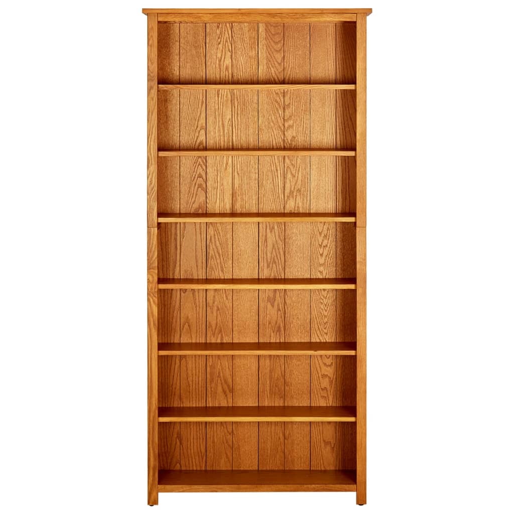 Bokhylla 7 Hyllor 90X22,5X200 Cm Massiv Ek