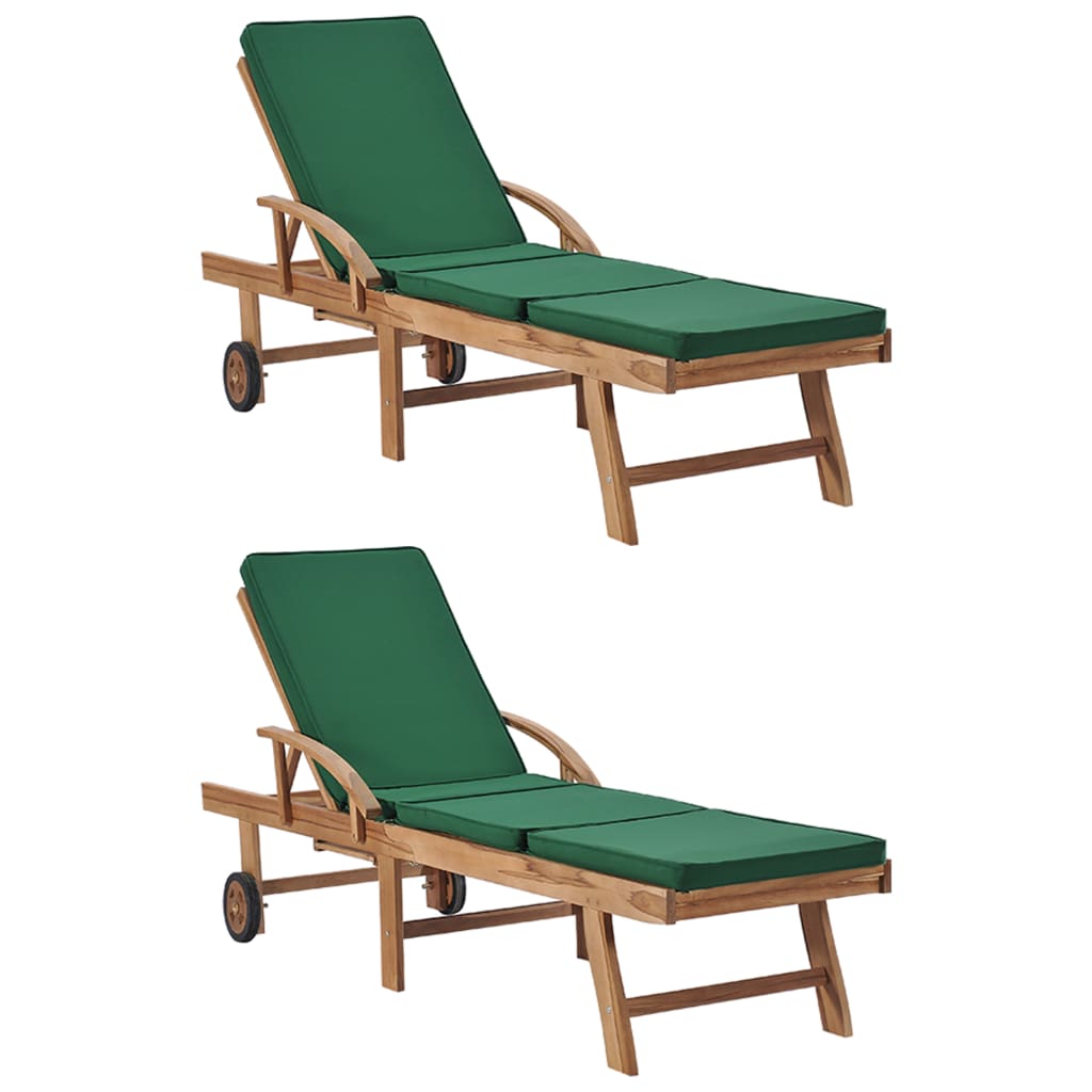 Solsäng Med Dyna Massiv Teak Gräddvit
