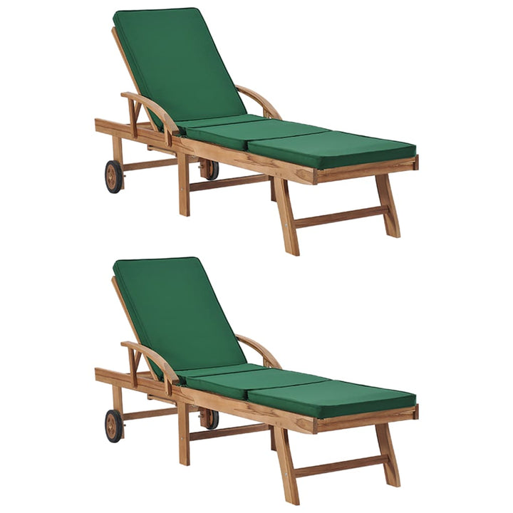 Solsäng Med Dyna Massiv Teak Gräddvit