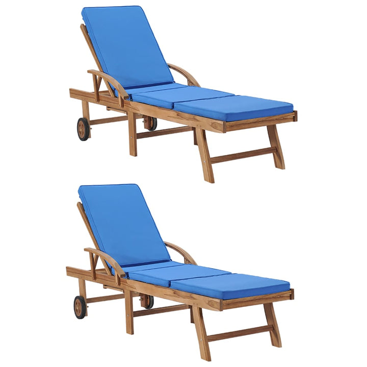 Solsäng Med Dyna Massiv Teak Gräddvit