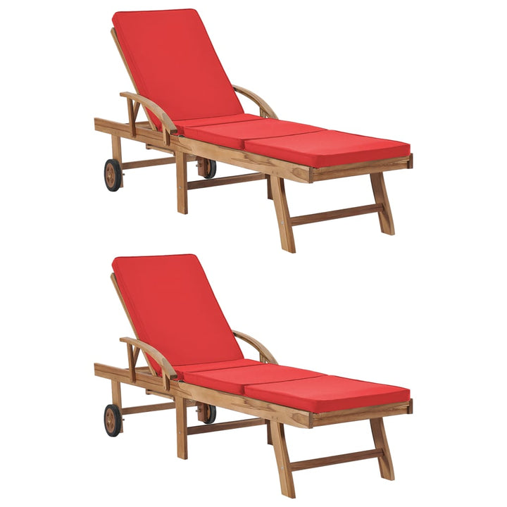 Solsäng Med Dyna Massiv Teak Gräddvit