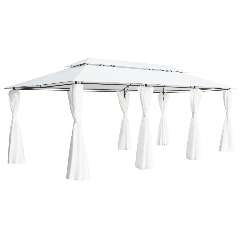 Paviljong Med Draperier 600X298X270 Cm Vit 180G/M²
