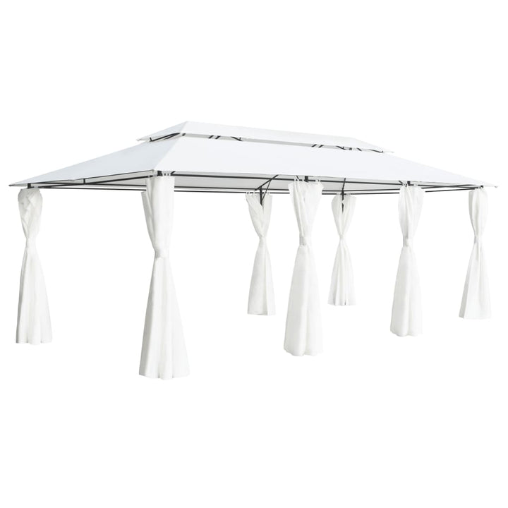 Paviljong Med Draperier 600X298X270 Cm Vit 180G/M²