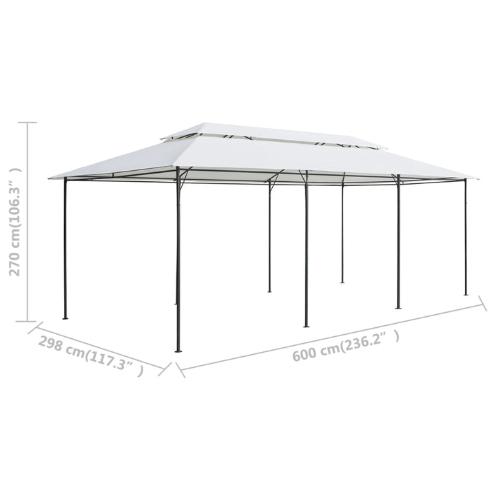 Paviljong Med Draperier 600X298X270 Cm Vit 180G/M²