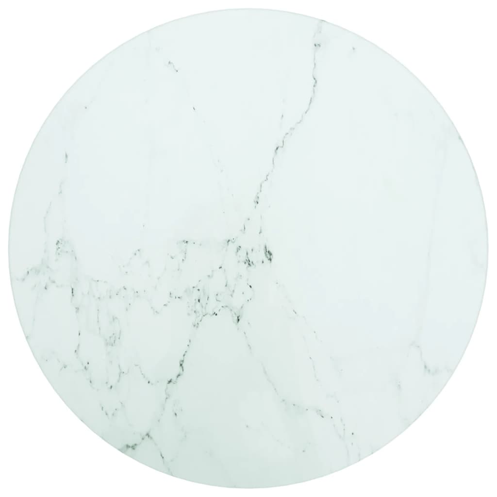 Bordsskiva Svart Ø90X1 Cm Härdat Glas Med Marmortextur